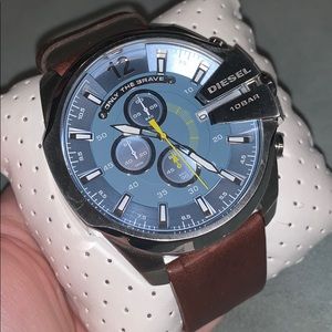 Diesel Light Blue Dial Brown Leather Watch DZ4281